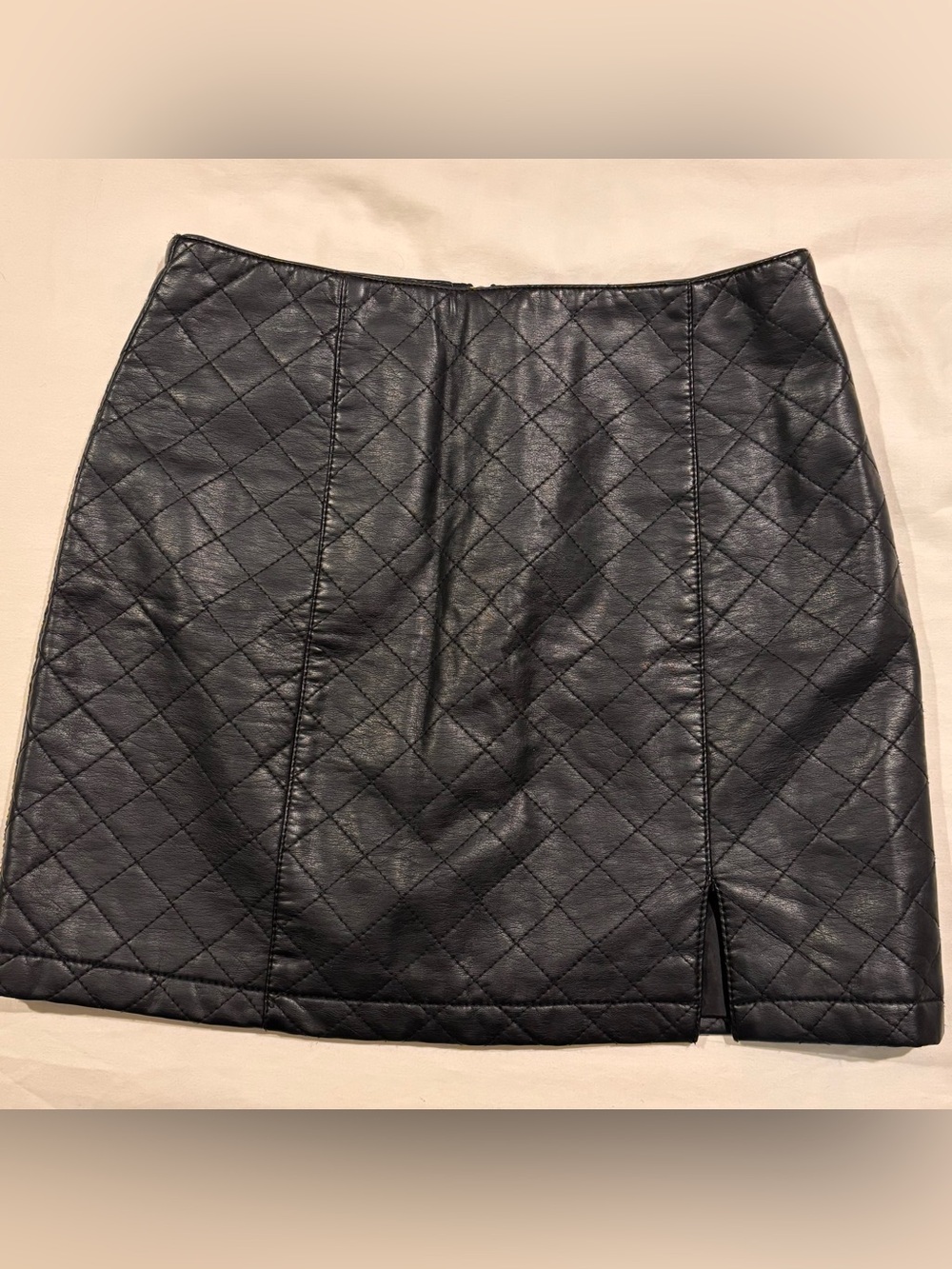 Forever 21 Quilted Black Faux Leather Mini Skirt